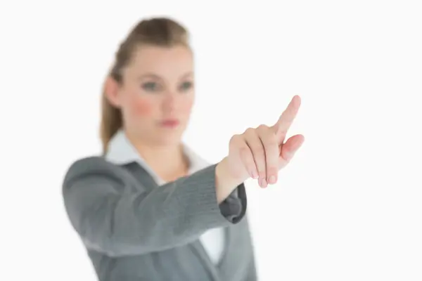 Woman pointing on something — Stock Photo, Image