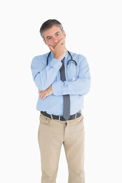 Doctor holding his chin — Stock Photo, Image