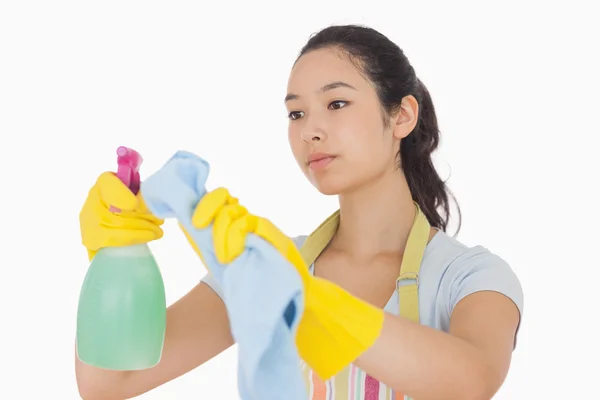Woman wiping surface — Stock Photo, Image