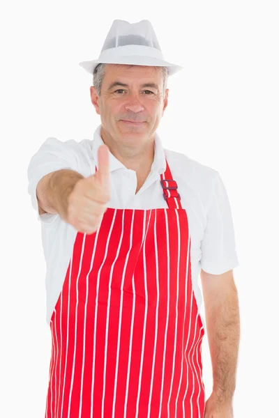 Butcher giving thumbs up — Stock Photo, Image