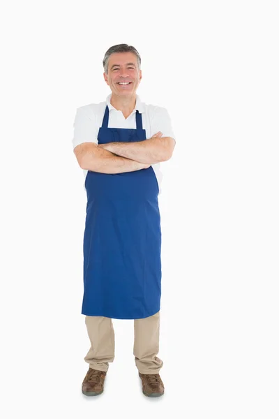 Laughing man dressed in apron — Stock Photo, Image