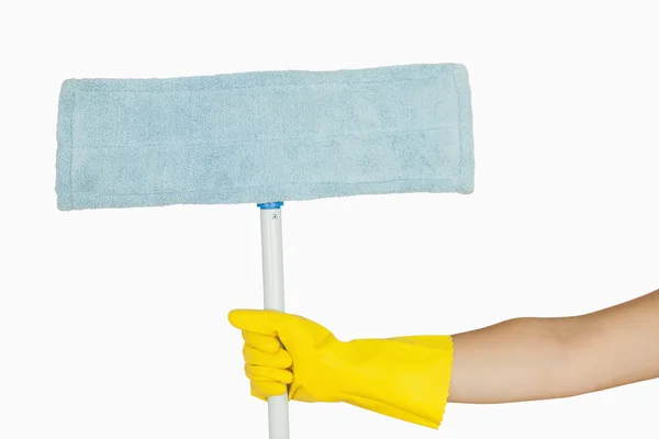 Hand holding mop — Stock Photo, Image