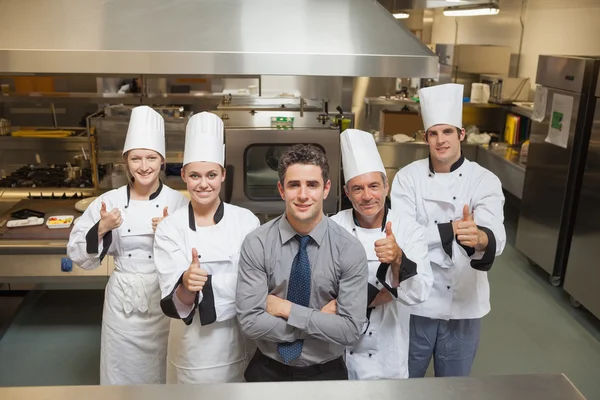 Five workers in restaurant — Stock Photo, Image