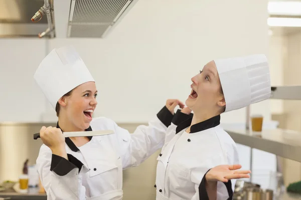 Dos Chef bromeando en la cocina —  Fotos de Stock