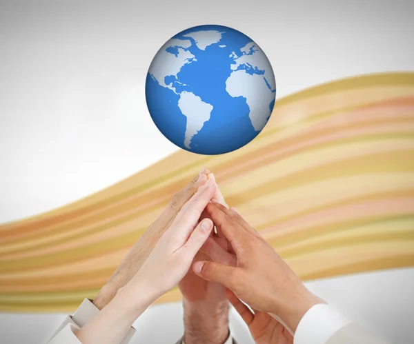 Reaching hands to the globe — Stock Photo, Image