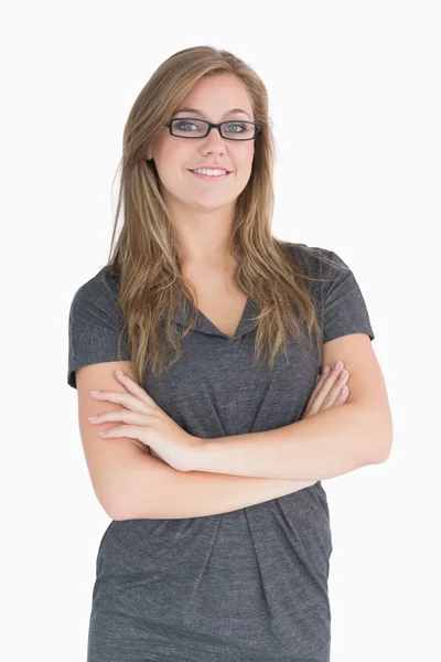 Well-dressed blonde in glasses — Stock Photo, Image