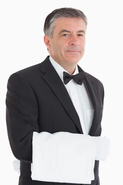 Waiter with a towel — Stock Photo, Image
