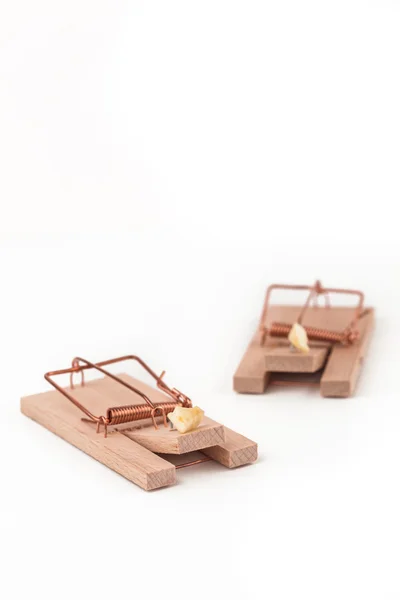Two mousetraps with cheese — Stock Photo, Image