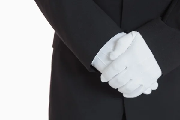 Beyaz eldivenli adam — Stok fotoğraf