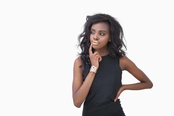 Woman posing in black dress — Stock Photo, Image