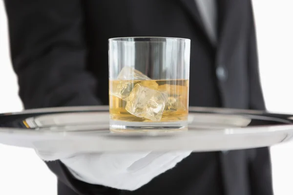 Whiskey with ice on tray — Stock Photo, Image