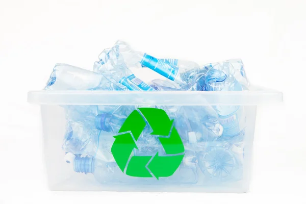 Caixa para garrafas de reciclagem — Fotografia de Stock