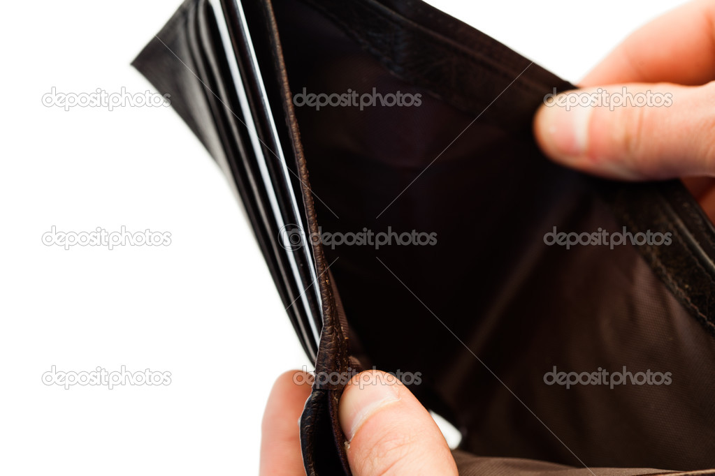 Coins from the old wallet on a white background. Vintage empty purse. The  concept of poverty in retirement Stock Photo - Alamy