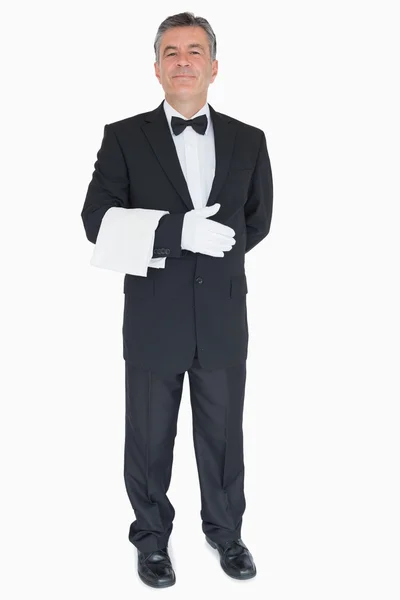 Waiter ready for serving customers — Stock Photo, Image