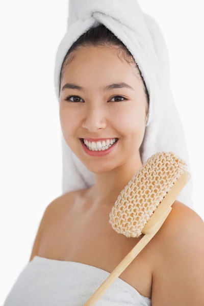 Woman wearing a towel for taking bath — Stock Photo, Image