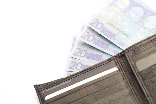 Euros in a wallet — Stock Photo, Image