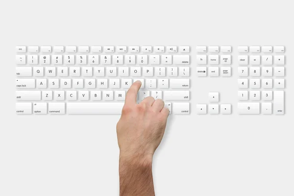 Ручное нажатие l на клавиатуре — стоковое фото