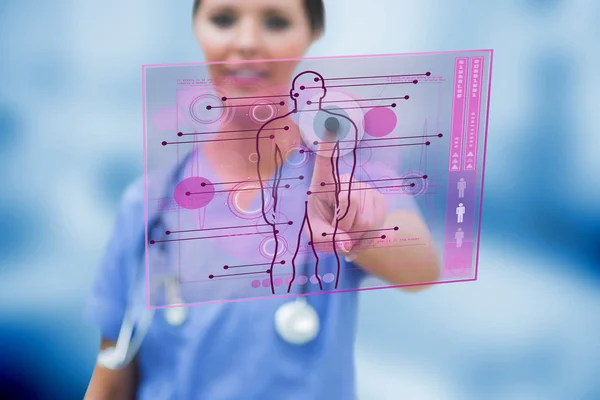 Female doctor working on the futuristic technology — Stock Photo, Image