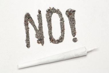 No with exclamation mark spelled out in ash with a joint clipart