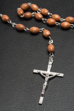 Rosary beads resting on a bible clipart