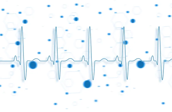 Синя лінія ECG на синьому хімічному фоні формули — стокове фото