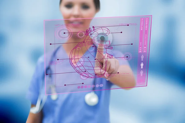 Cardiologist touching a medical interface — Stock Photo, Image