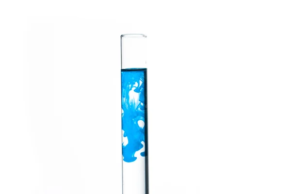 Test tube of water with blue paint — Stock Photo, Image