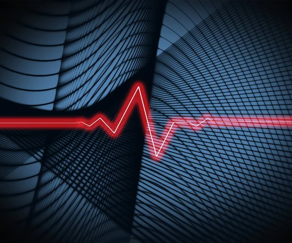 Siyah zemin üzerine kırmızı EKG çizgi — Stok fotoğraf