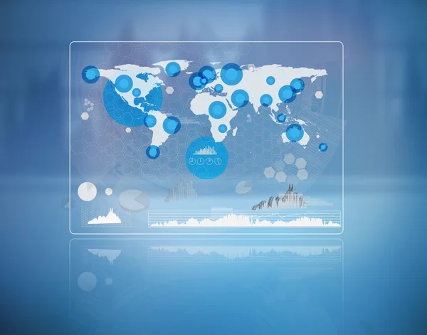 Tela futurista com o mapa do mundo — Fotografia de Stock