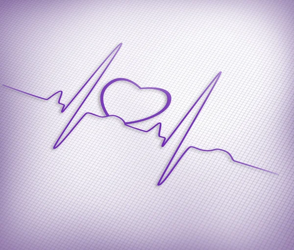 Purple ECG line with heart graphic — Stock Photo, Image