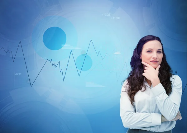 Businesswoman looking away against a digital background — Stock Photo, Image