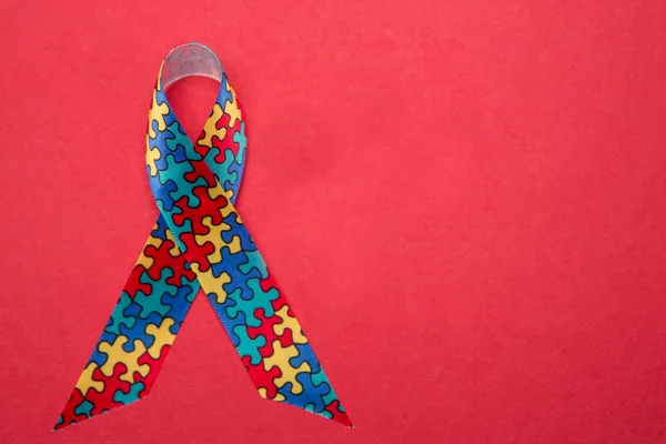 Ribbon for autism and aspergers awareness with copy space — Stock Photo, Image