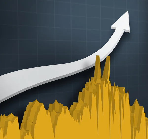 Digitální bílá šipka se graf — Stock fotografie