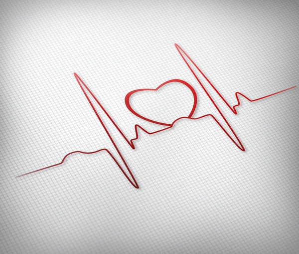 Linea ECG rossa con grafica cardiaca sana — Foto Stock