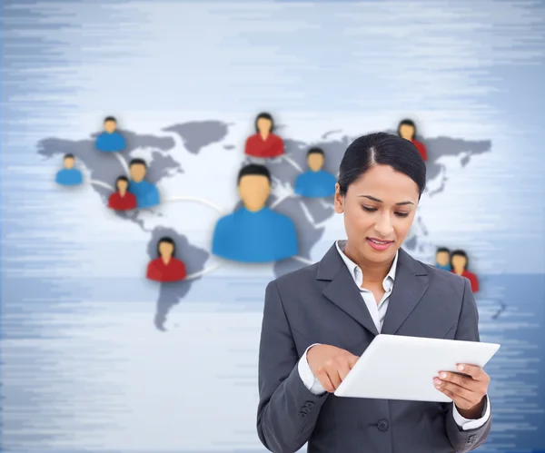 Smiling businesswoman working with tablet — Stock Photo, Image