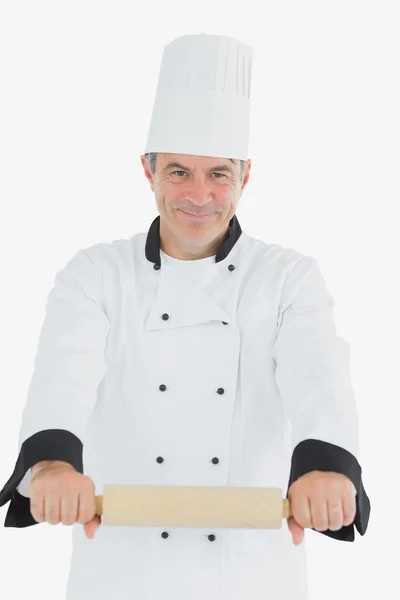 Male chef using rolling pin — Stock Photo, Image