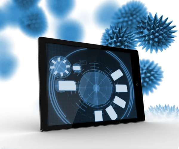 Digital tablet with cells on the background — Stock Photo, Image