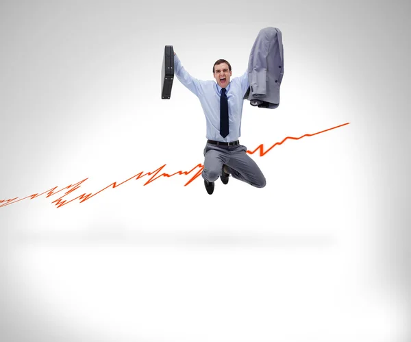 Successful businessman jumping against a background — Stock Photo, Image