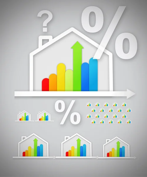 Energy efficient house graphics with question and percentage mar — Stock Photo, Image