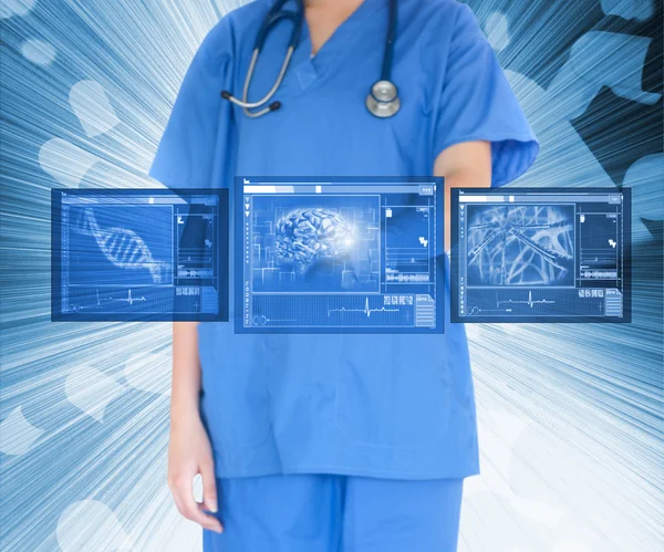 Nurse working with touch screen — Stock Photo, Image