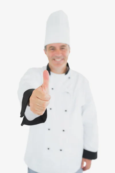 Happy mature chef showing thumbs up — Stock Photo, Image