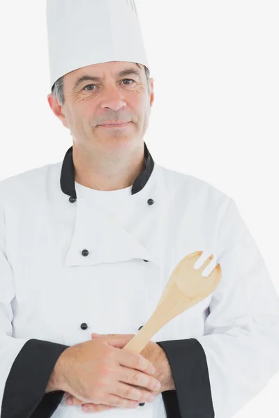 Confident chef holding spatula Stock Image