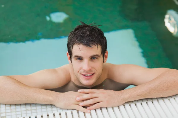 Man looking up from the pool — Stock Photo, Image