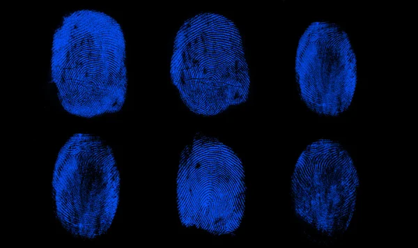 Blue fingerprints in line — Stock Photo, Image