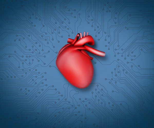 Schemat serca i technologii — Zdjęcie stockowe