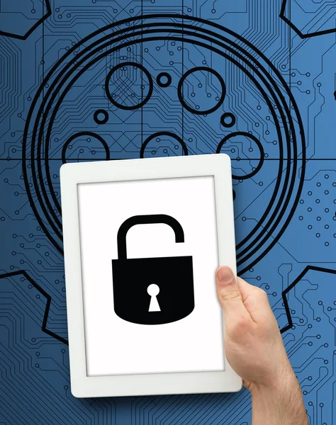 Tablet showing lock graphic — Stock Photo, Image