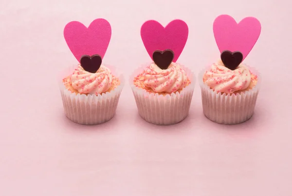 Tre cupcake valentini — Foto Stock