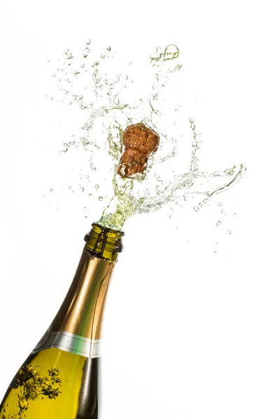 Fles champagne popping — Stockfoto