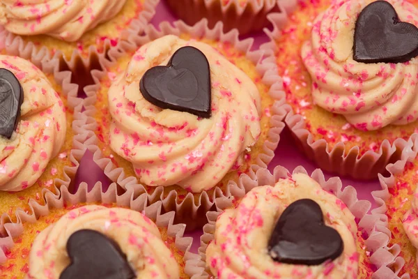 Overhead de cupcakes de San Valentín — Foto de Stock