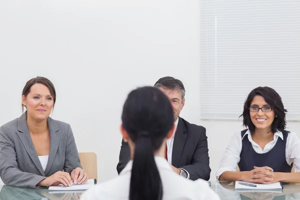 Business folding their hands and listening — Stock Photo, Image